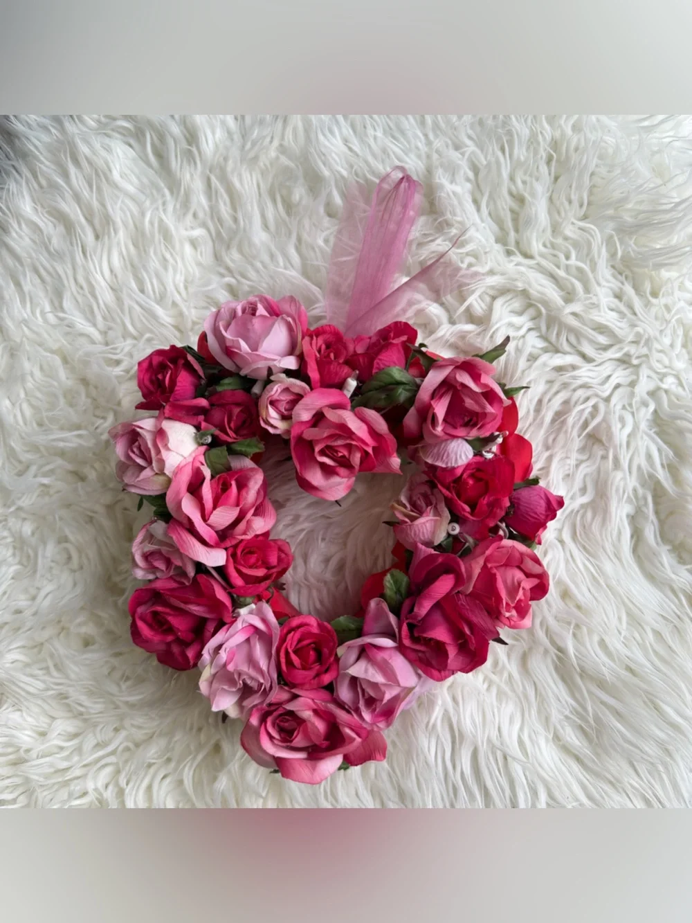 Pink Rose Floral Light Up Wreath Crown